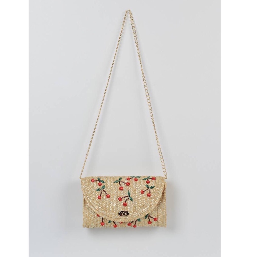 Allover Cherry Embroidered Woven Purse/Clutch - Picture 3 of 8